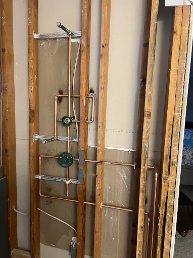 Copper pipe rough-in plumbing by Premier Plumbing Solutions 925