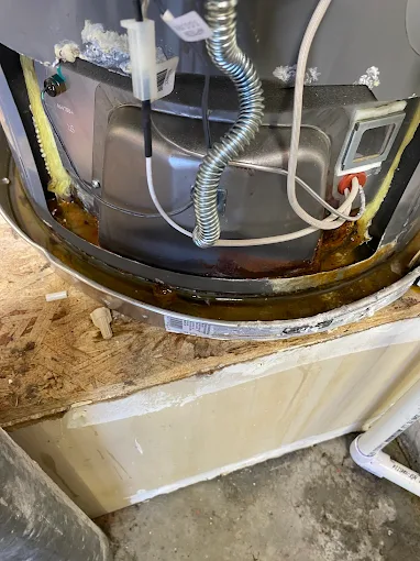 Leaking water heater tank inspection by Premier Plumbing Solutions 925