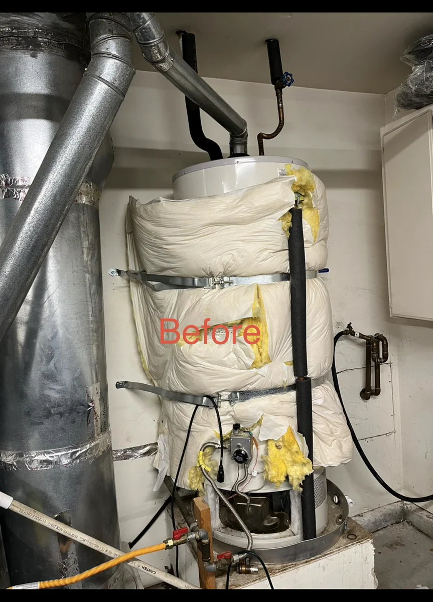 Old water heater before replacement by Premier Plumbing Solutions 925