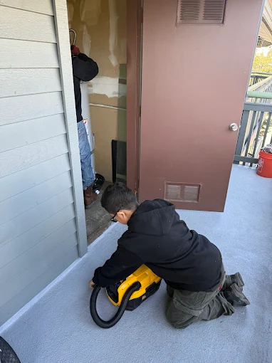 Premier Plumbing Solutions 925 plumbing service cleanup at exterior utility closet