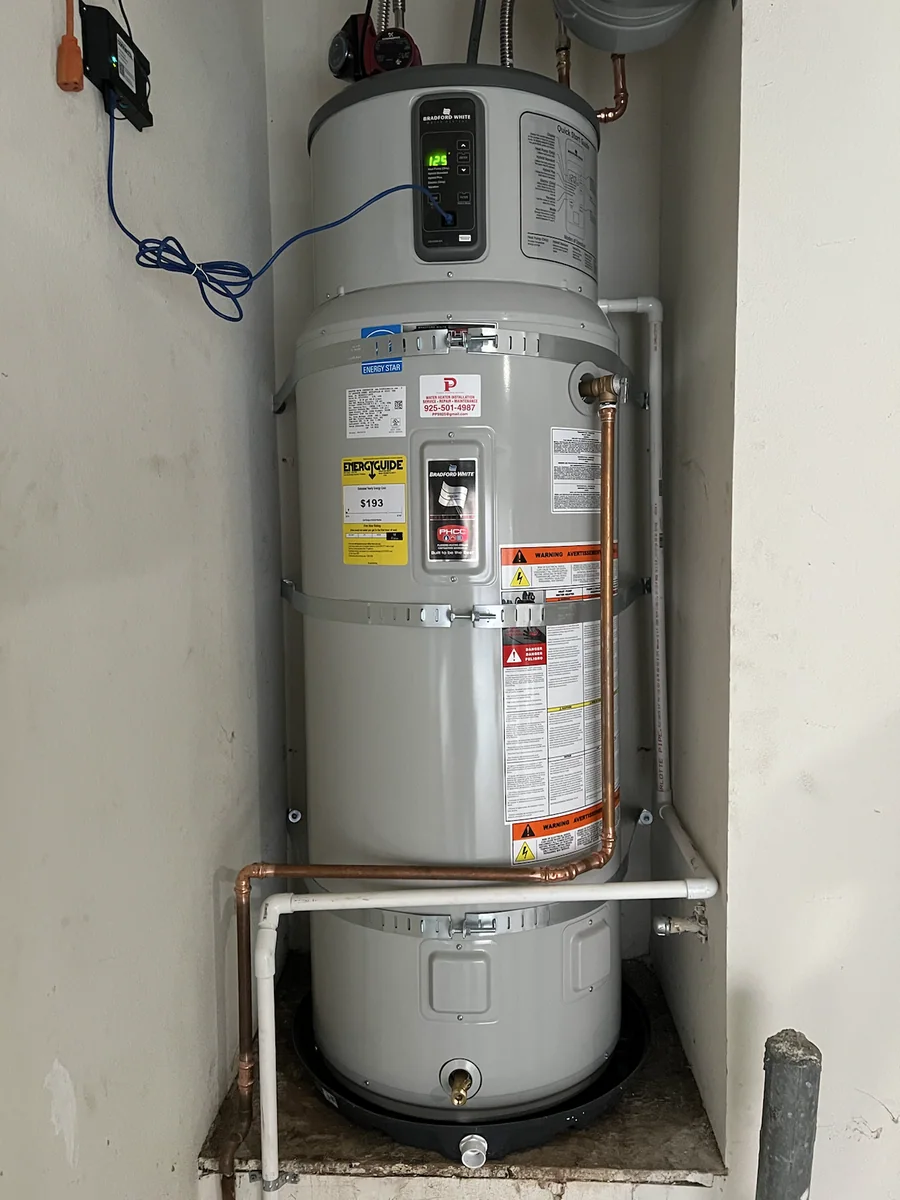 Water heater closet installation with new piping by Premier Plumbing Solutions 925