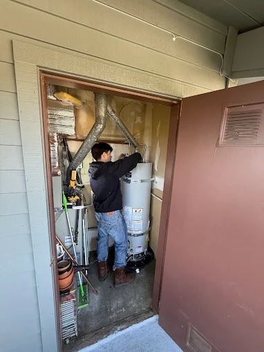 Water heater closet repair by Premier Plumbing Solutions 925 in Brentwood CA